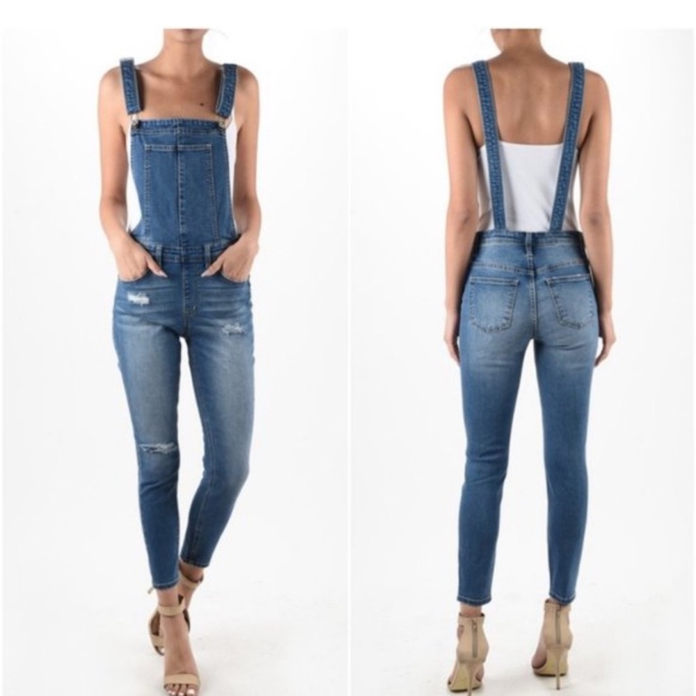 KanCan Distressed Jeans Overalls